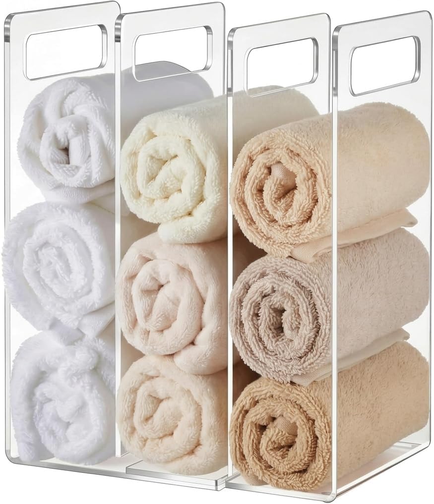 Towel Organizer Set of 2 Clear Interlocking Shelf Divider