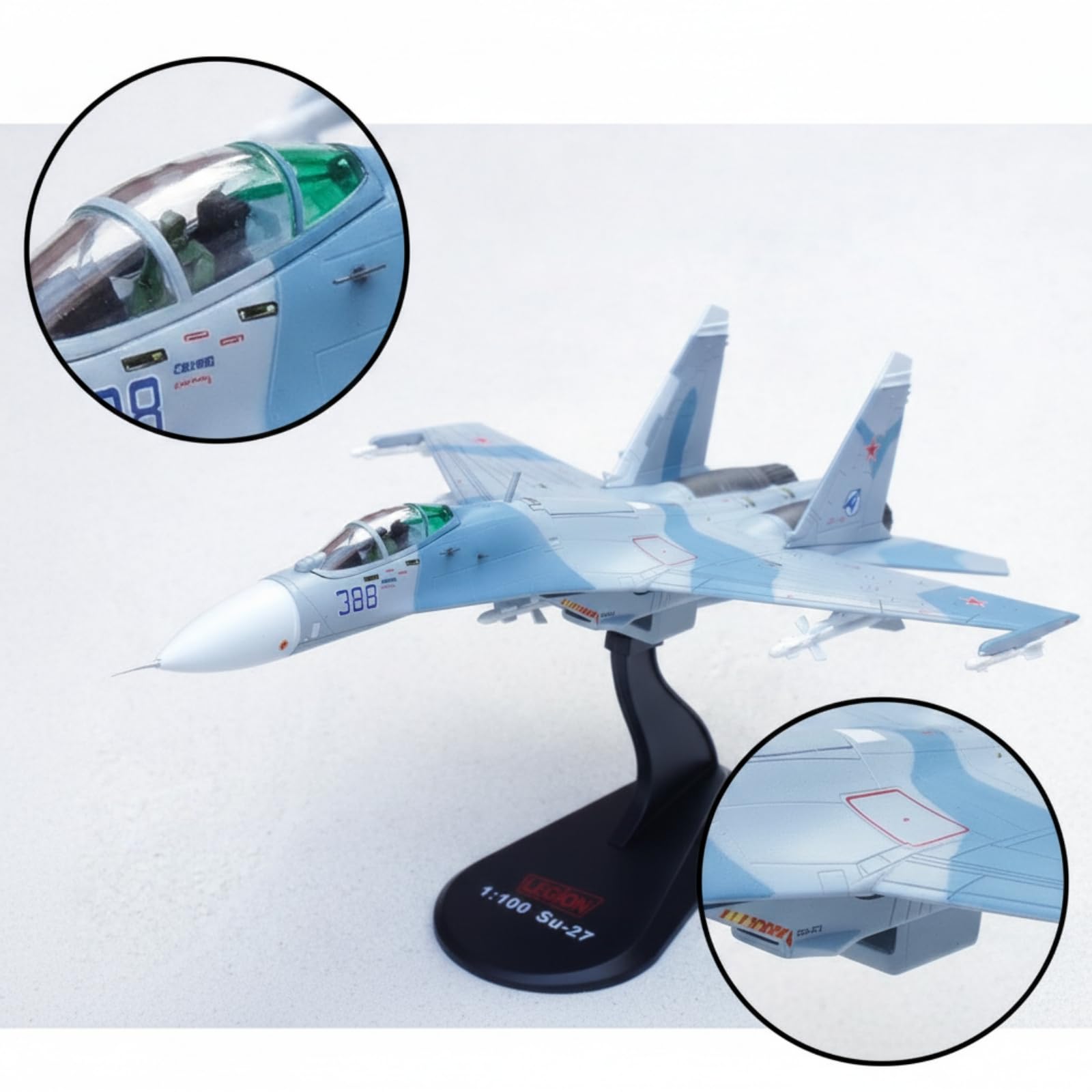 Modellino soviet27 Die-Cast Modellino di Aereo da Caccia Militare Rimovibile Velivolo con Piedistallo per Studio