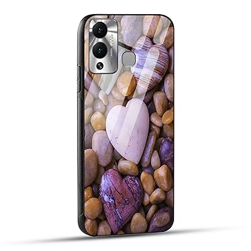 NDCOM for Heart Stones Printed Glass Case Cover for Infinix Hot 12 Play