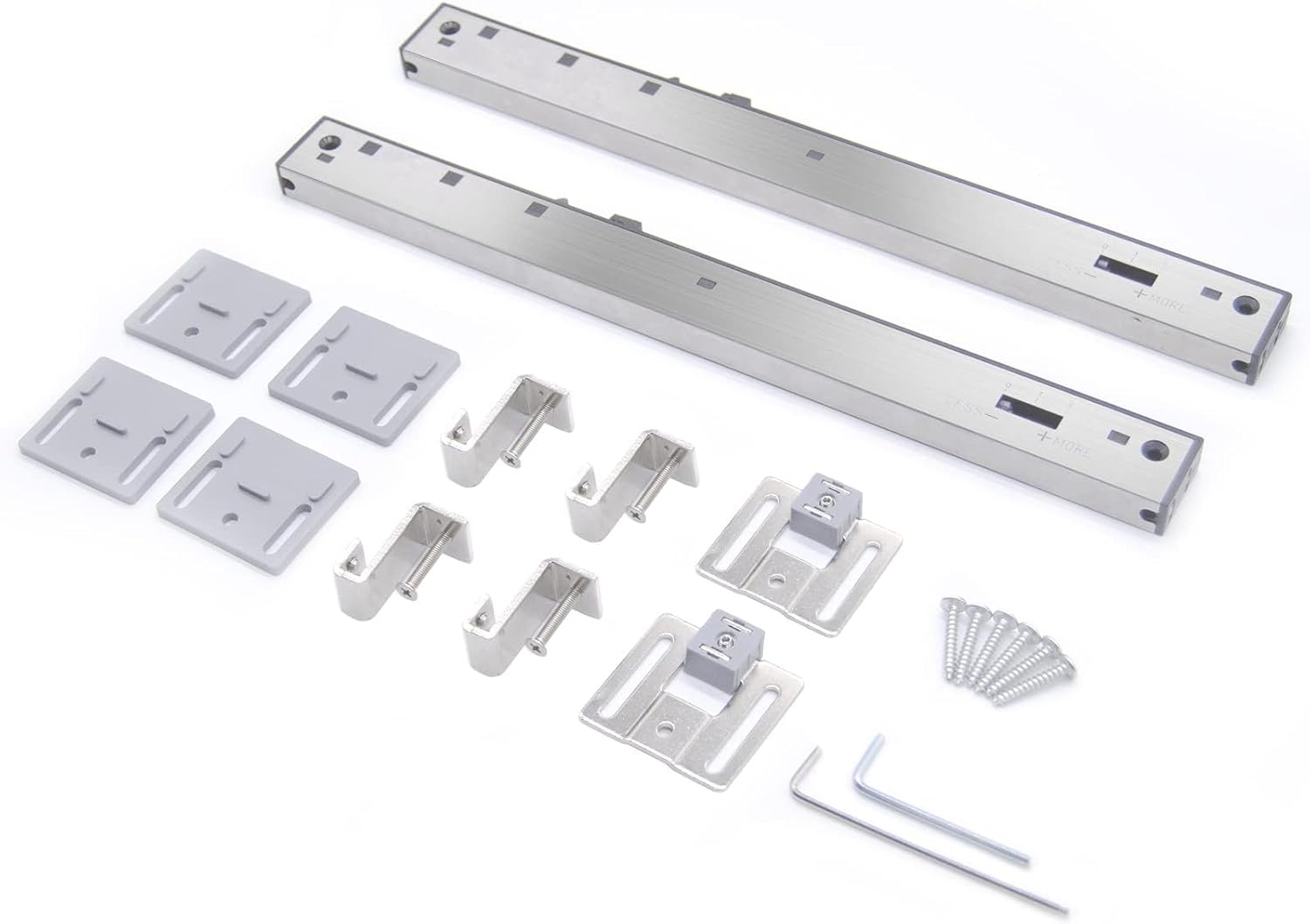 2PCS Stainless Steel Barn Door Soft Close Mechanism, Upgraded Universal Weight Compatibility Support Door up to 160lbs, Effortless Opening Closing Hole-Free Hardware for Flat Track, Silver