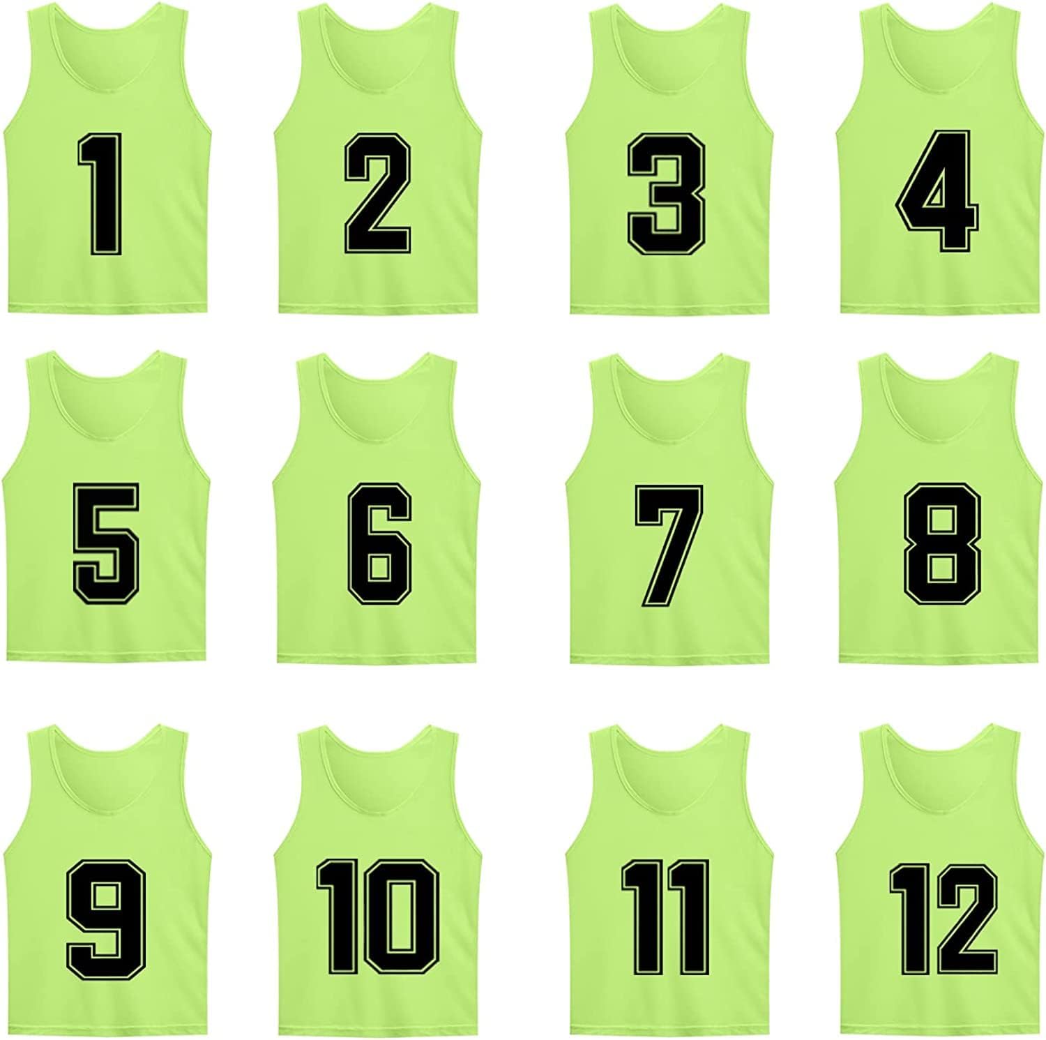 12 Pack Sports scrimmage training, Team Practice Jersey Sports Vests for Teens Adult