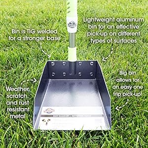 Aluminum Telescoping Metal Handled Poop Tray with Rake Sturdy Lightweight Pooper Scooper Extends 43″ Long Scoop Great for Large & Small Dogs (2154)