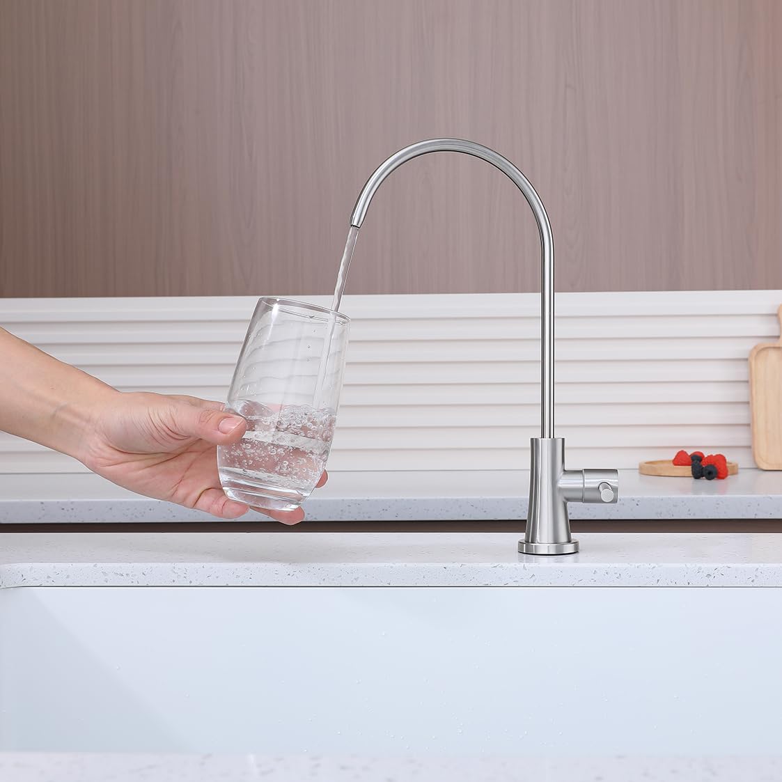 GULICA Drinking Water Tap, SUS304 Stainless Steel, No-Air Gap Reverse Osmosis Tap for Kitchen Bar Sink Brushed Nickel - Image 2
