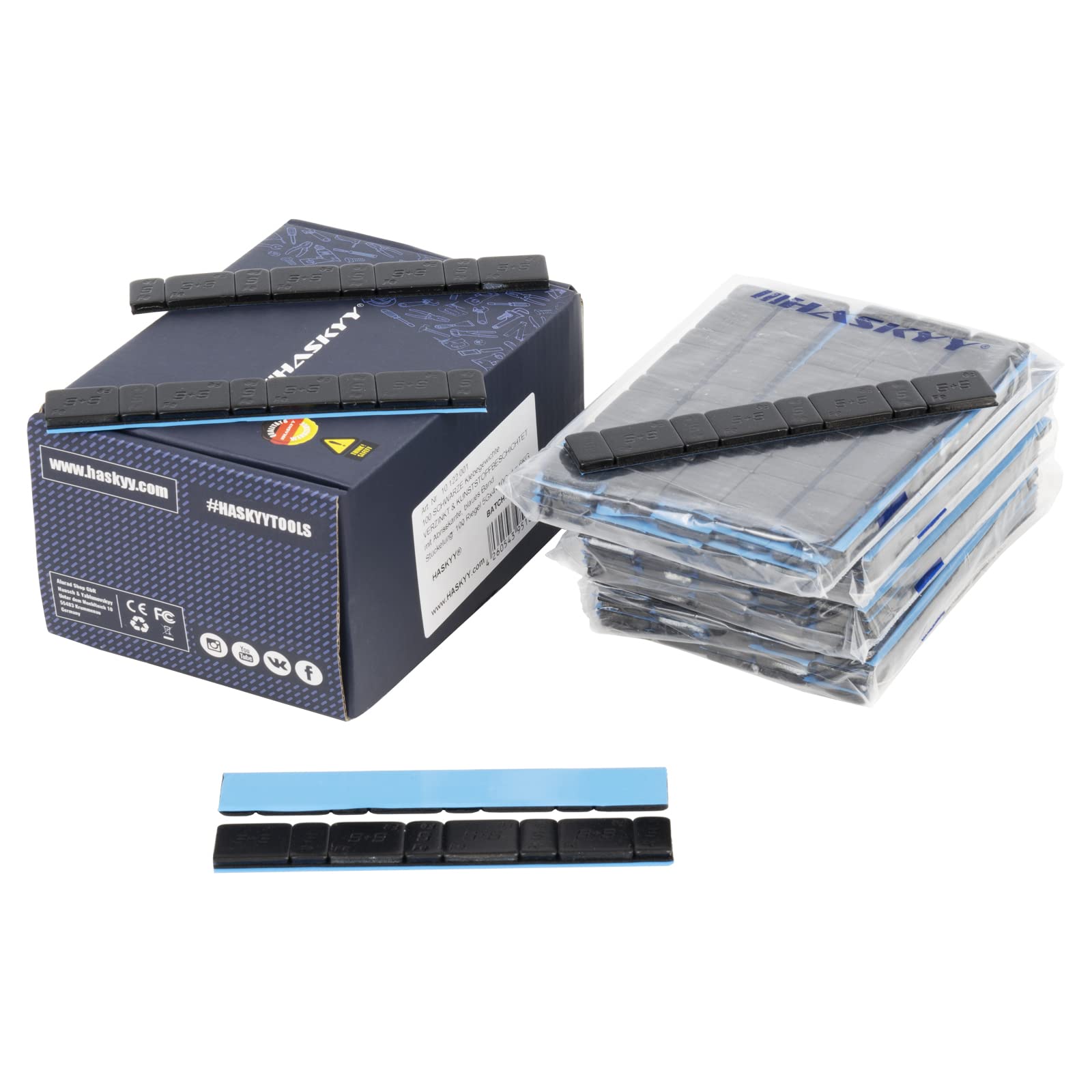 HASKYY 4x 6KG 24KG SCHWARZ Auswuchtgewichte 5g*4+10g*4 Klebegewichte Kleberiegel Riegel