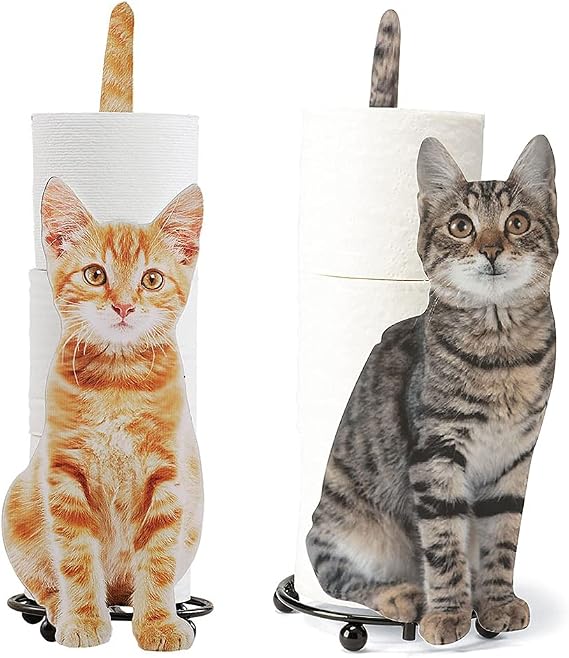 Valink Toilet Paper Holder, Roll Paper Holder Creative Cat Shaped Toilet Paper Storage Rack Simulation Kitten Metal Paper Stand Gift for Cat Lover
