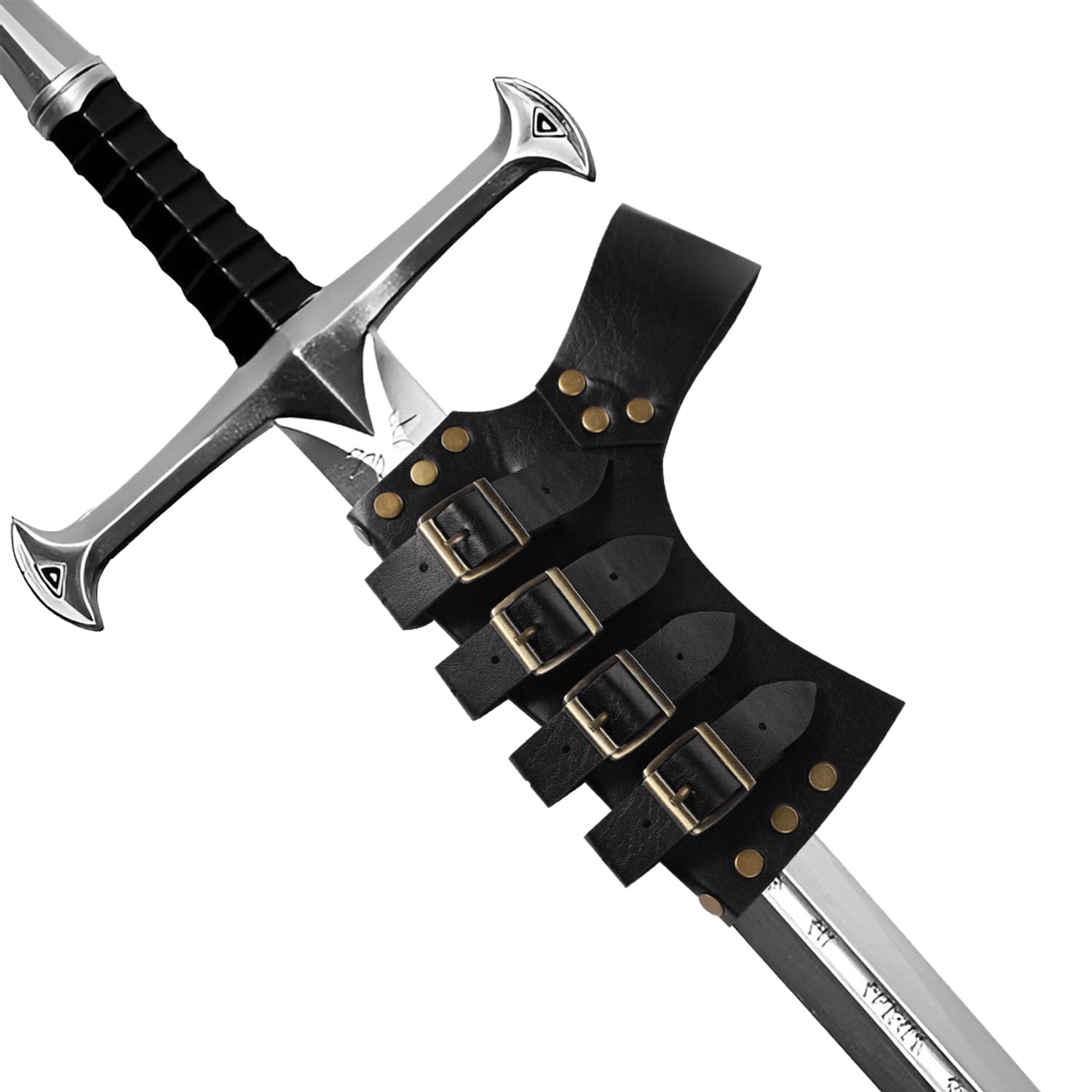 Medieval Leather Belt with Sword Holster Knight Belt Sword Frog Case Holster Adjustable Waist Buckle & Dagger Sheath Renaissance Knight Costume LARP Gear Halloween Warrior Pirate Cosplay Accessory - Image 4
