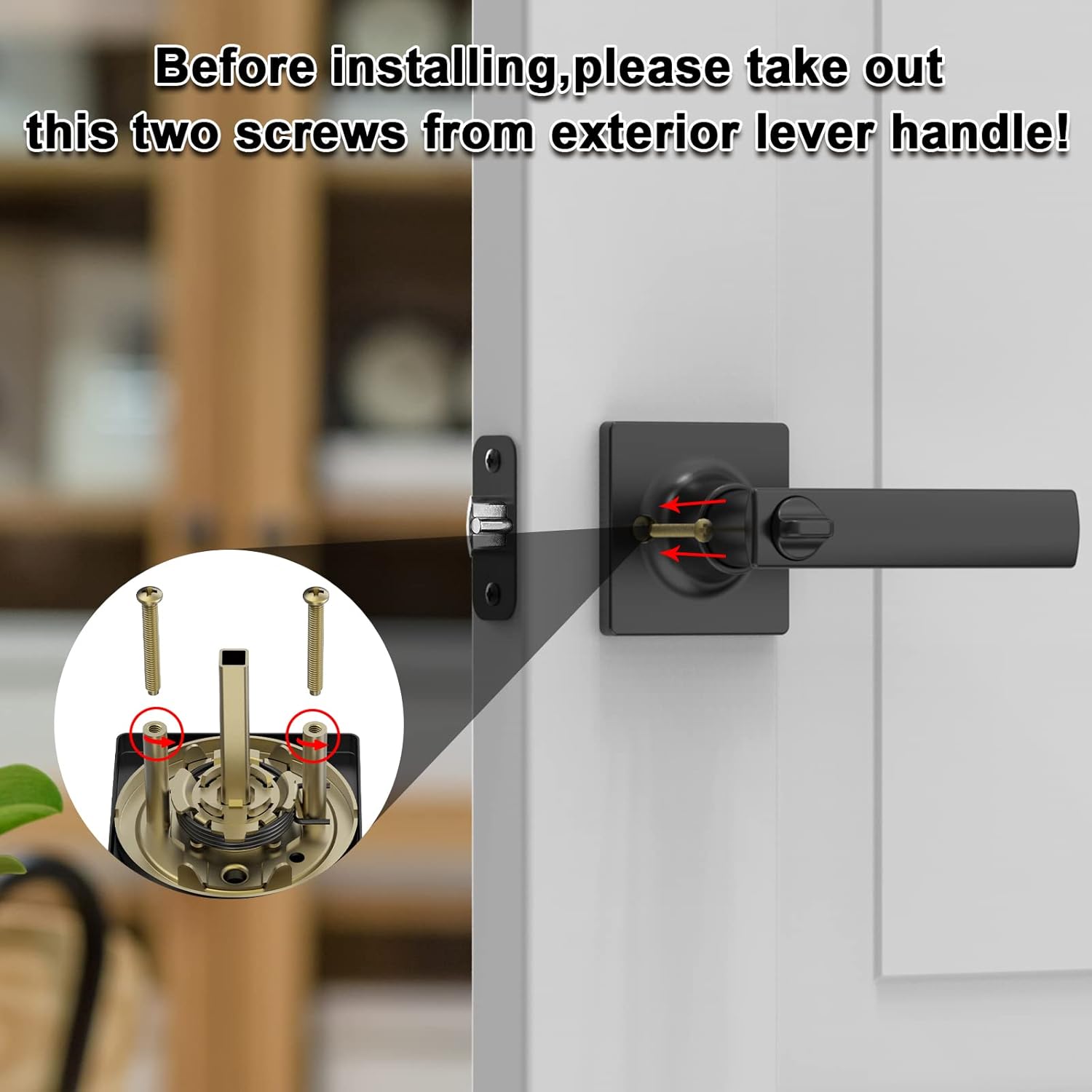 BAOLONG Door Handles Square Entry Door Levers Locksets in Matte Black,Door Knob with Lock for Bedroom or Front Door Interior Heavy Duty Door Handle. 2pack