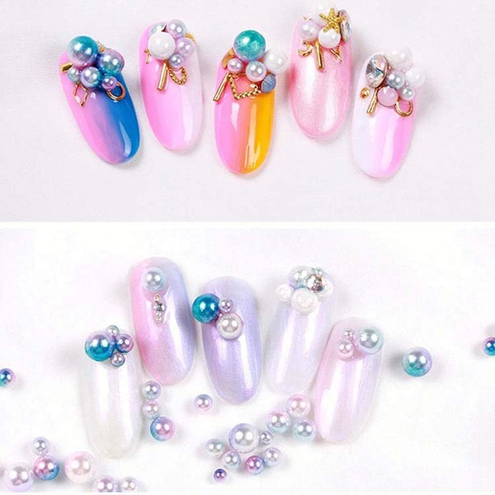 Beads 1140pcs/lot Mix Rainbow Gradient Color Round 4/6/8/10mm Imitation Pearl No Holes for DIY Handmade Jewelry Making Craft