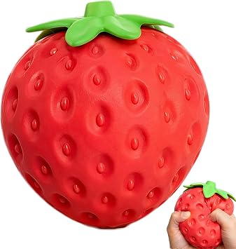 Giant Strawberry Squishy, Jumbo Strawberry Squeeze Toy, Slow Rising Sensory Fidget Stress Ball for Anxiety Relief, Big Squishies for Office Desk, Classroom & Party Favors