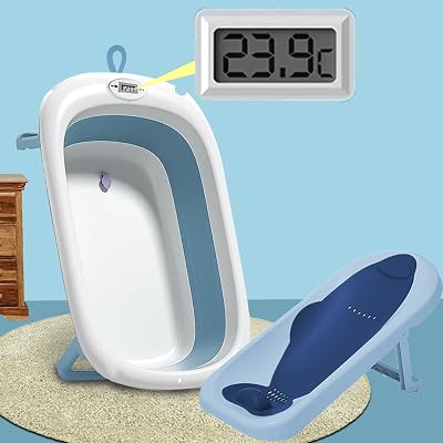 TONY STARK Extra Large Size Foldable Baby Bath tub & Premium Baby Bather/Sling Bather Seat with Water Temperature Displa