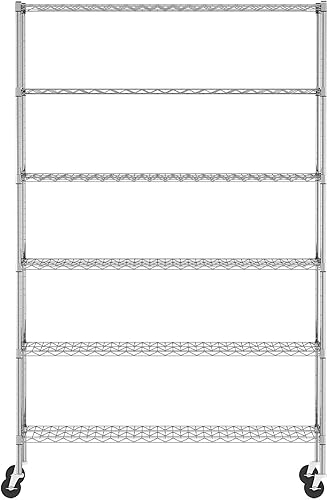Miniatura 5 de Furinno Wayar Estante de almacenamiento de metal, 6 niveles, 48 pulgadas, acero inoxidable