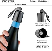 Vista 2 de WOTOR Tapones para botellas de vino de acero inoxidable con silicona, reutilizable, protector de vino y sellador decorativo de botellas, a prueba