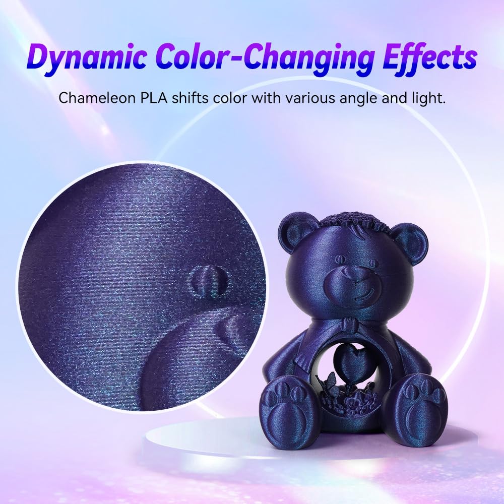 FLASHFORGE Filamento per stampante 3D Filamento Camaleonte PLA cambia colore 1,75 mm, cambia colore con la luce e gli angoli, bobina da 1 kg (2,2 libbre), dimensioni precise +/- 0,02mm (Nebula Purple)