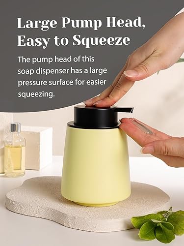 Miniatura 4 de INGOFIN Dispensador de jabón de cerámica, dispensador de jabón de manos de baño de 14 onzas, dispensador de líquido con bomba, dispensador de loción