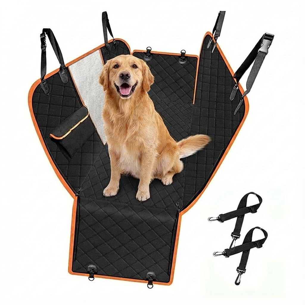 DAHJSD Car Dog Seat Cover for Toyota Yaris 4/GR/Cross/Hybride 2020-2023 2024 - Hard Bottom Back Seat Extender for Dogs, Durable Pet Hammock for Cars SUV Truck with Mesh Window