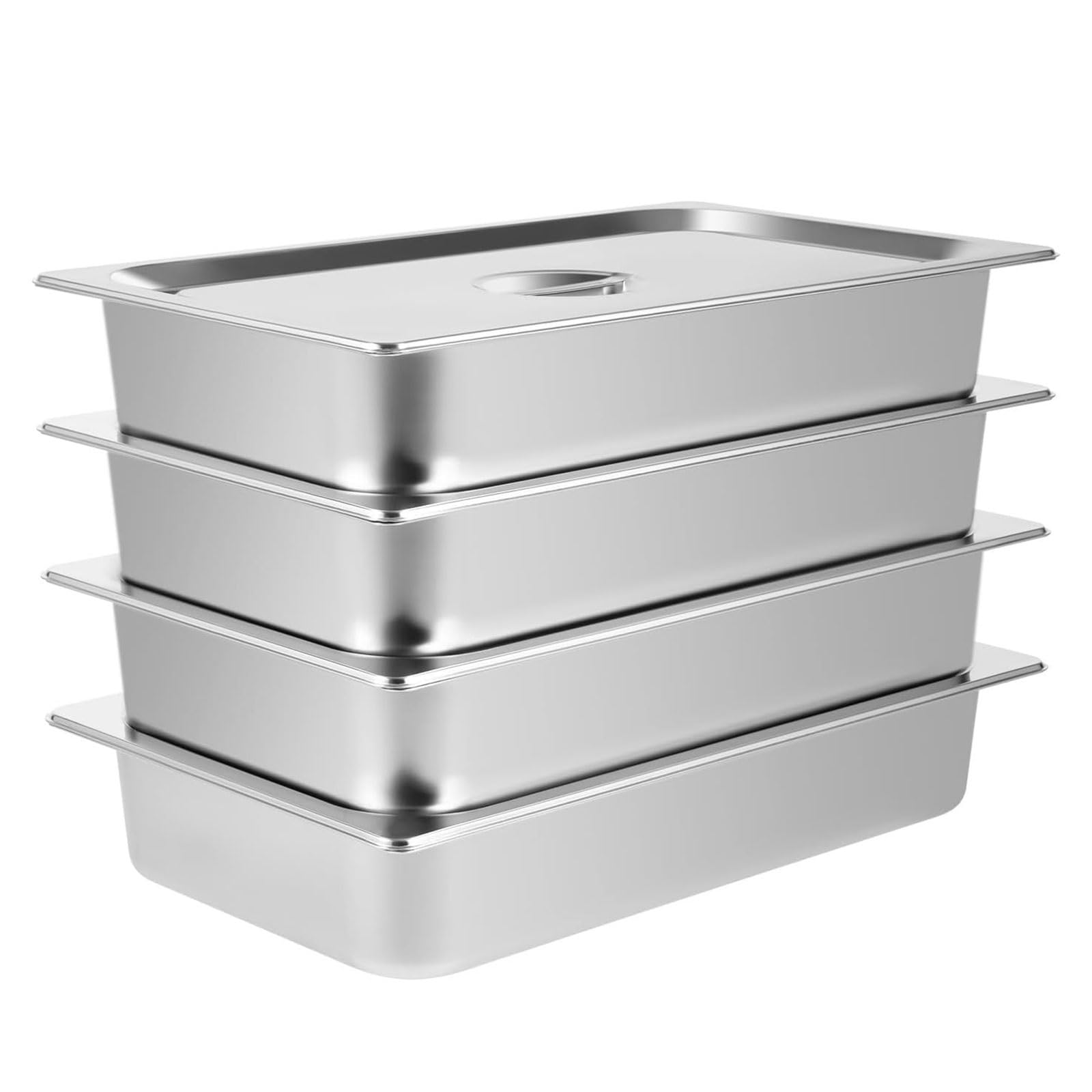 Scaldavivande in acciaio inox, scaldavivande per buffet, 4 pezzi, contenitore riscaldante per catering, contorni, eventi e buffet