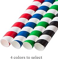 Vista 7 de Webake Smoothie Pajitas biodegradables de papel de 0.4 pulgadas de ancho, paquete de 100 pajitas de beber grandes a rayas rojas, grandes pajitas