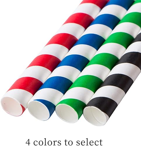 Miniatura 7 de Webake Smoothie Pajitas biodegradables de papel de 0.4 pulgadas de ancho, paquete de 100 pajitas de beber grandes a rayas rojas, grandes pajitas