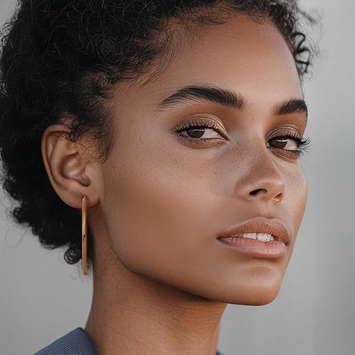 Vista 7 de Pendientes de aro extra grandes de acero inoxidable marrón 1.850 in 0.118 in, Acero inoxidable, No es una piedra preciosa