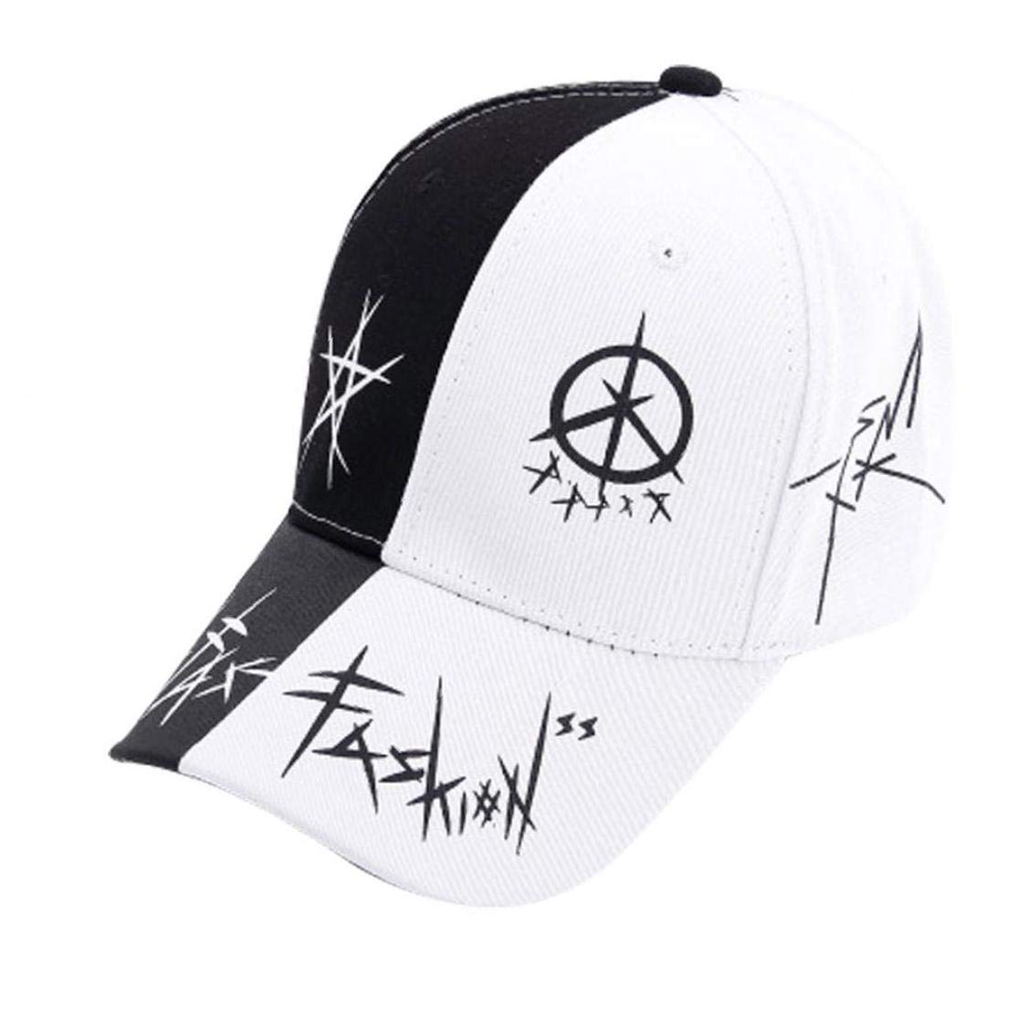 Casecover Men's Style 1 Trendy Fashion Curved Hat Summer Graffiti Baseball Cap Outdoor Black And White Hip-Hop Hat Hat Riding Sunscreen Dome Cap