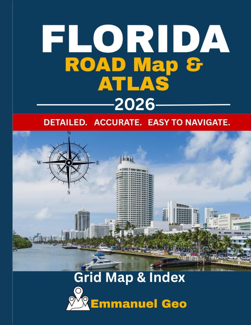 Florida Road Map & Atlas 2026: Detailed Highway Map with Cities, Counties & Grid Index