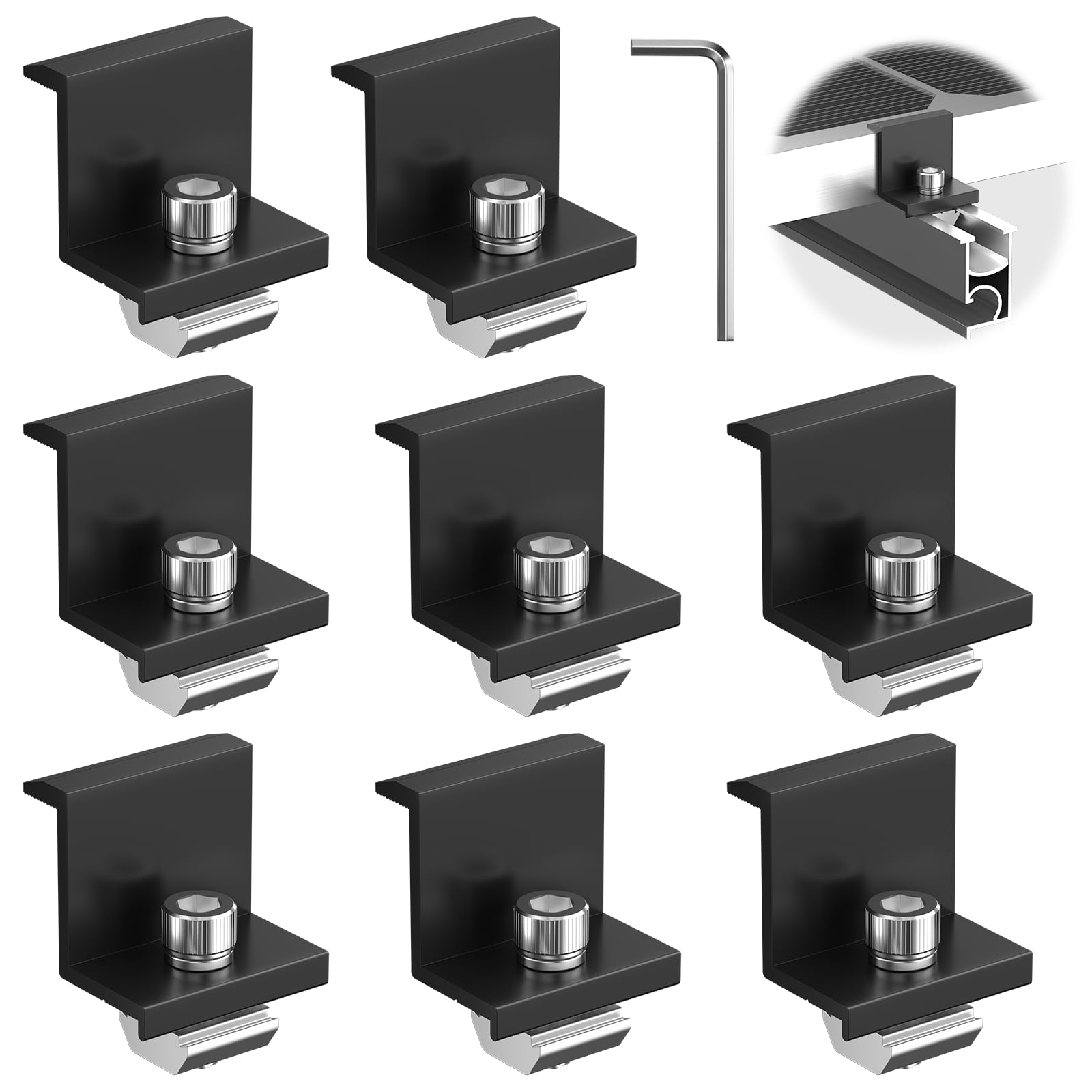 20 Stück Solar Endklemmen 30mm - Aluminium Halterungen Für Solarmodule