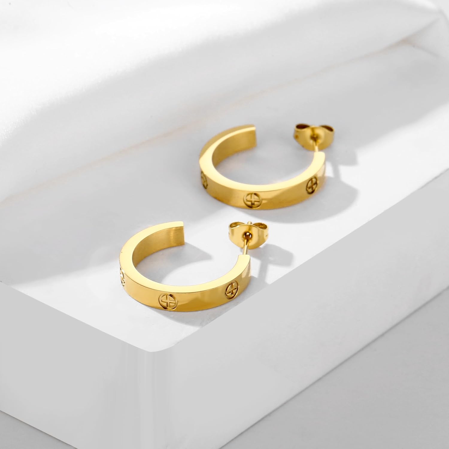 18K Gold Plated Cross Earrings - Zircon Silver Earrings, Suitable for Low Allergy Women's Jewelry Gifts - Image 6