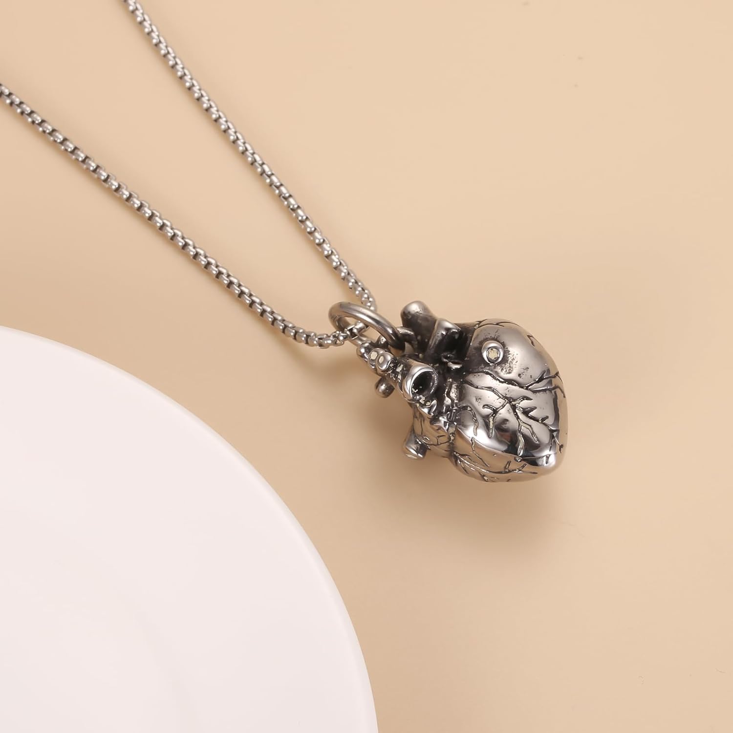 Anatomical 3D Heart Cremation Jewelry For Ashes Of Loved Ones Keepsake Urn Necklace For Women Men Memorial Pendant Stainless Steel - Image 4