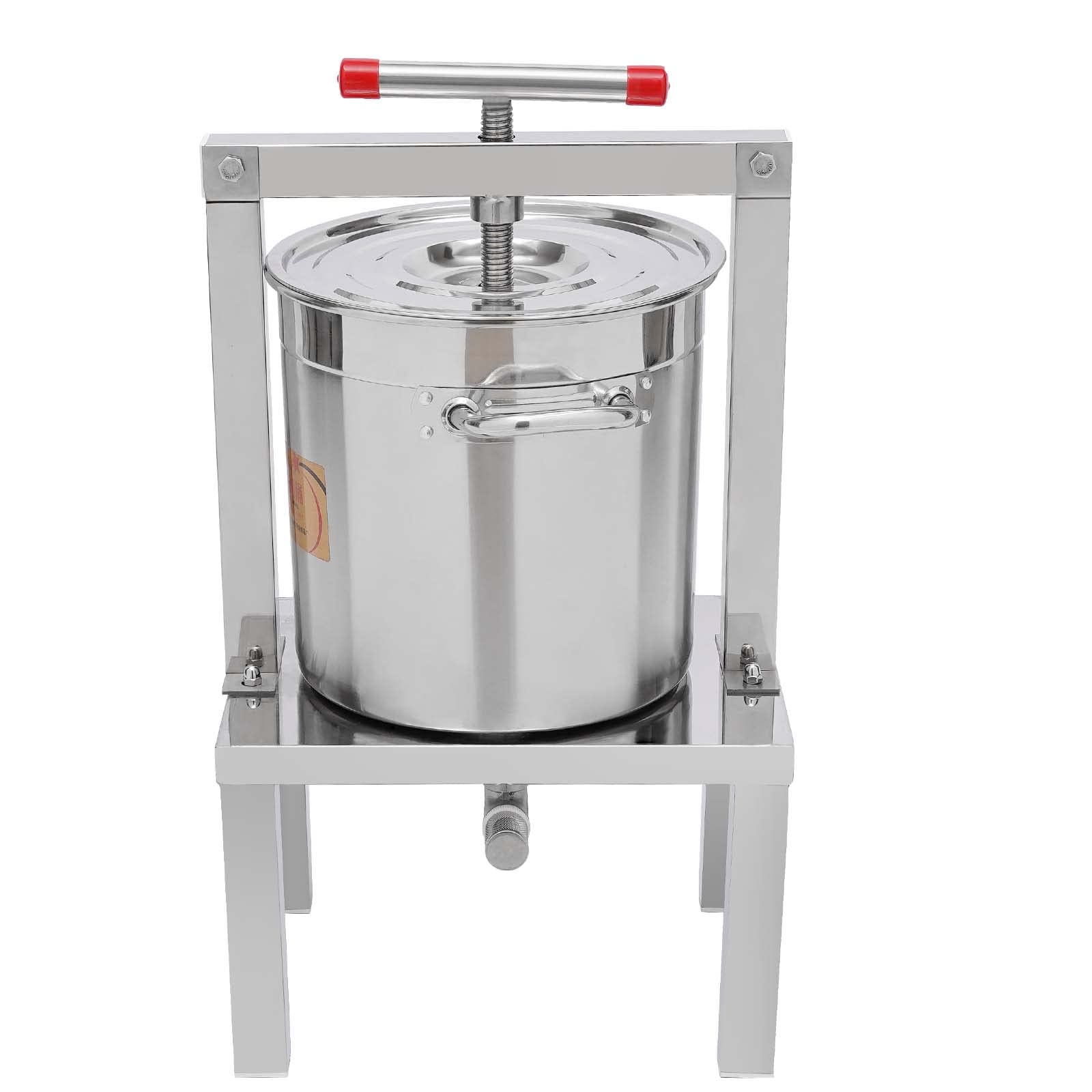 Fruit Wine Press, 13.25L Stainless Steel Hydropress Cider Press, Honey Presser, Grape Wine Press w/Keg & Strainer for Apple Wine, Grape Wine, Juice Making