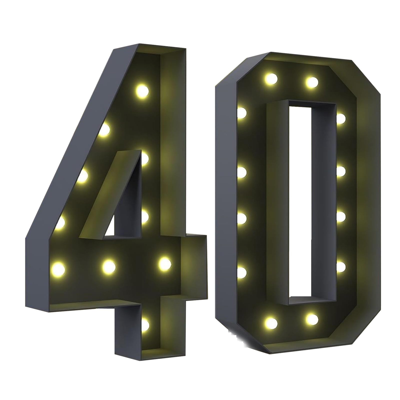 2.3FT/3.3FT/4FT Marquee Light Up Numbers, Black Giant Marquee Number 16 21, Pre-Cut Foam Board Set Can Be Used for Birthdays,Weddings, Party Anniversaries(40,100cm(3.3FT))