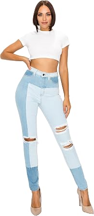Aphrodite High Waisted Jeans for Women - Skinny Distressed Destroyed Ripped Cut Out High Waist Stretch Casual Denim Pants