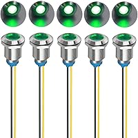 Vista 19 de 5 piezas de luz indicadora LED metálica de 12 mm, lámpara de señal impermeable AC 110V-220V (Rojo)