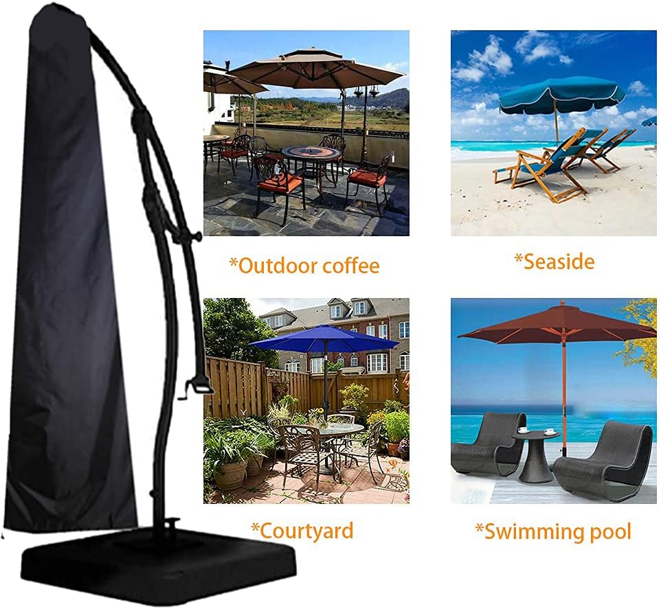 Patio Umbrella Cover - 600D Waterproof , Outdoor Umbrella Cover for Offset Cantilever Umbrella , Fits Patio Umbrella 9-13 Ft , Black Umbrella Cover.