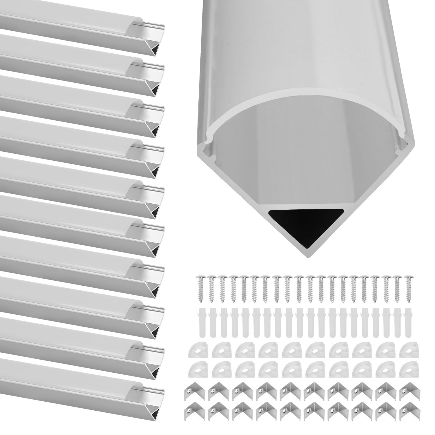 Profil aluminiowy 40 x 1 m profil LED w kształcie litery V z osłoną, zaślepkami i klipsami montażowymi, szyna LED kanał LED do taśm LED