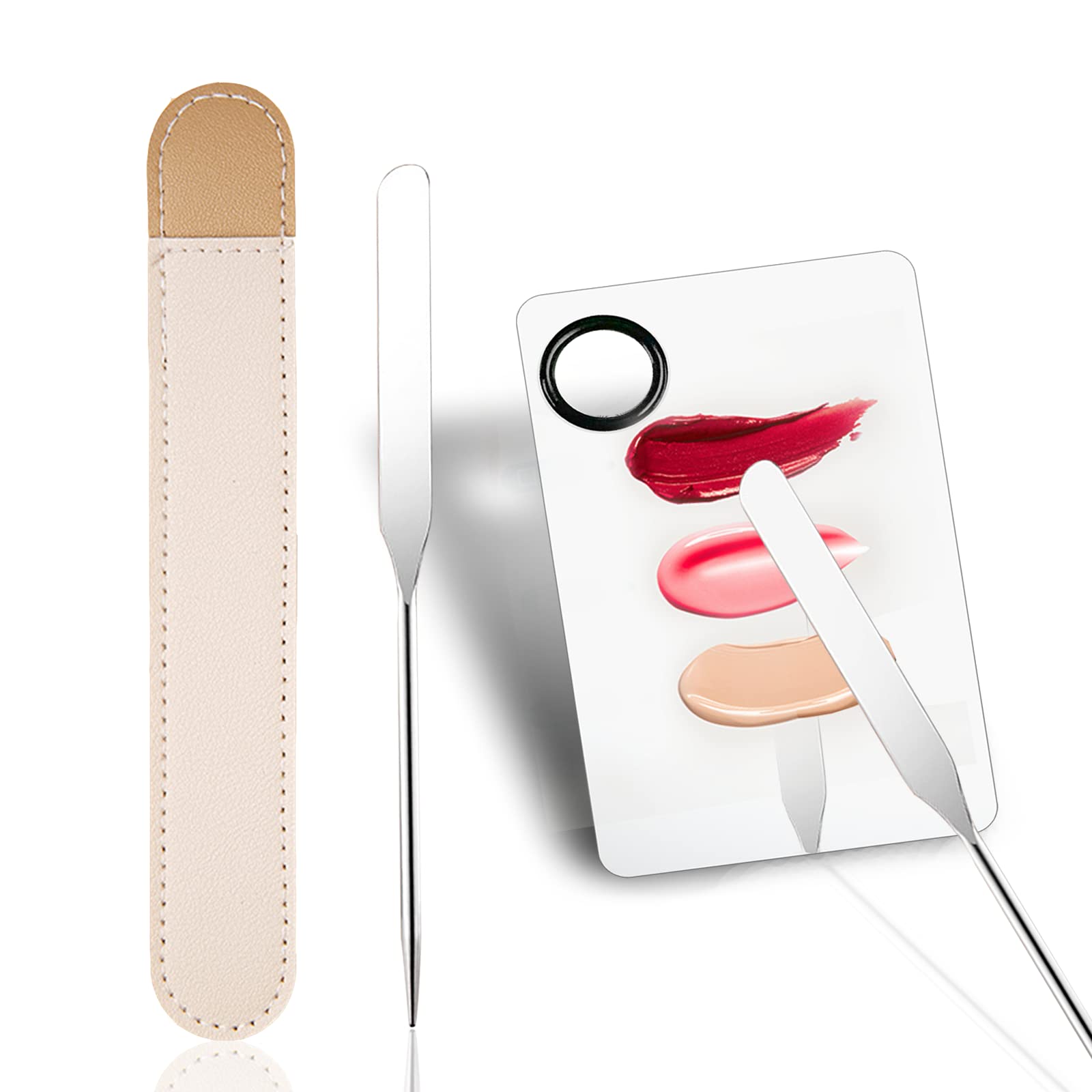 Set di spatole e palette per il trucco Picasso, spatola per trucco coreana con rivestimento in pelle, truss make up in acciaio inossidabile con strumento raschietto, tavolozza make up per miscelazione