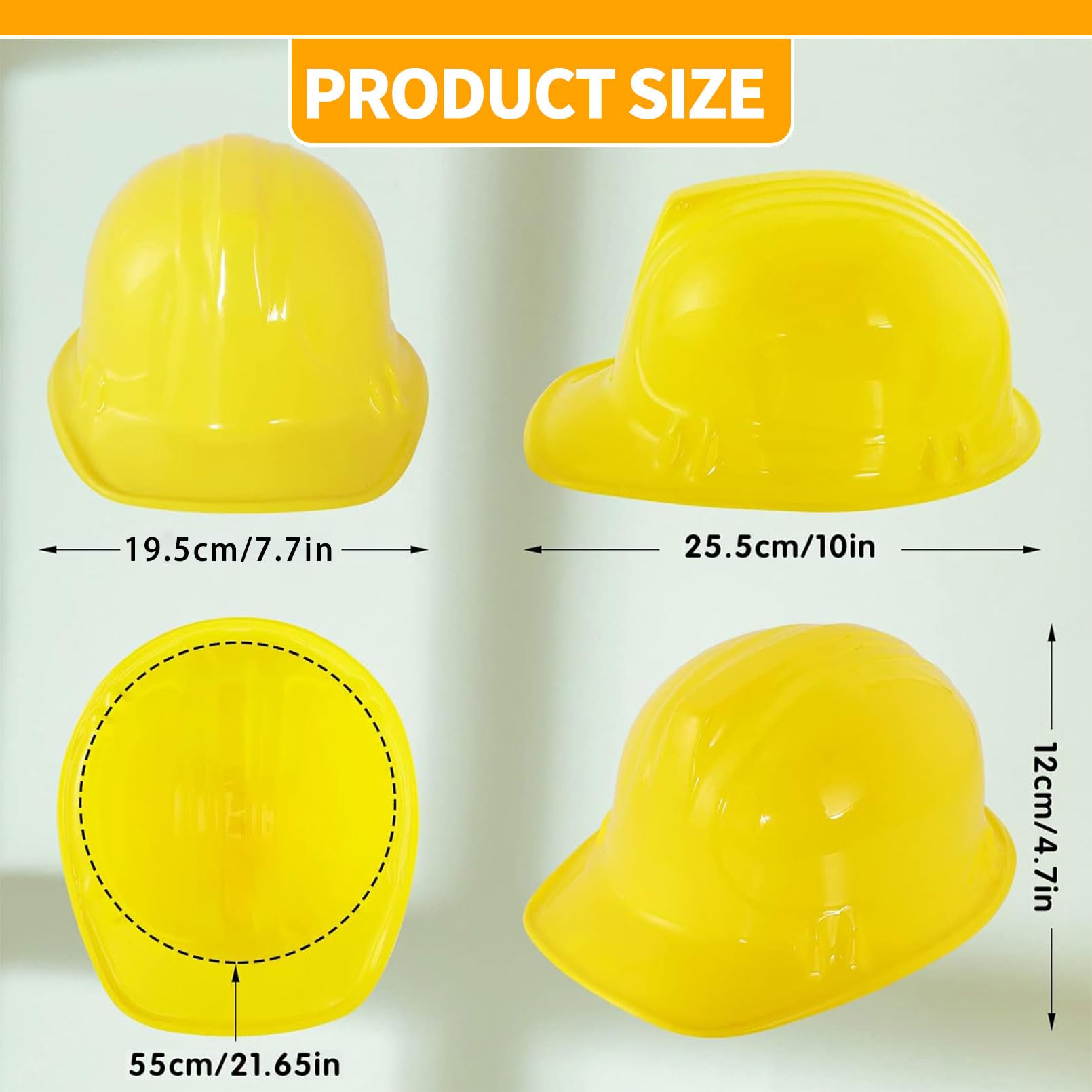 12 pezzi casco da costruzione per bambini, giallo per lavoratori edili, set di casco da costruzione, riutilizzabile, morbido casco da cantiere, per feste a tema di costruzione, compleanni