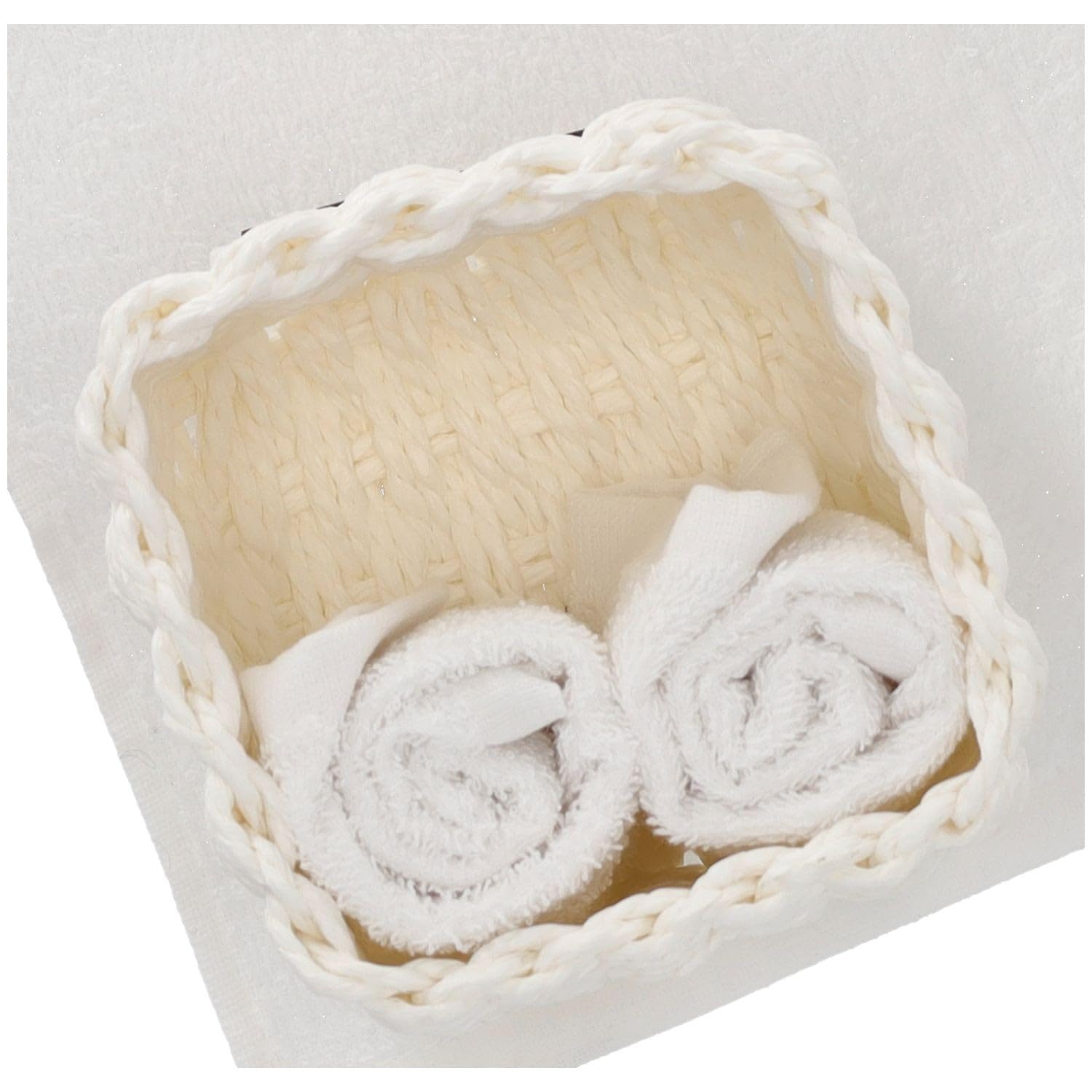 Set 4 Lavette Bagno Con Cestino Nantes &ndash; Spugne Cotone 30x30 Cm, Per Ospiti, Viso, Bimbi, Grigio