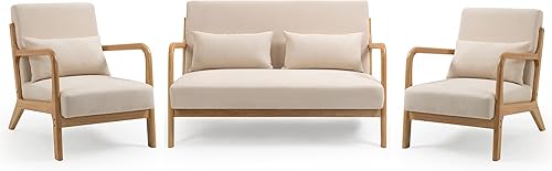 Miniatura 1 de JOYBASE Juego de sofá pequeño de dos plazas y 2 sillas decorativas, modernos de mediados de siglo para espacios pequeños, apartamento, oficina