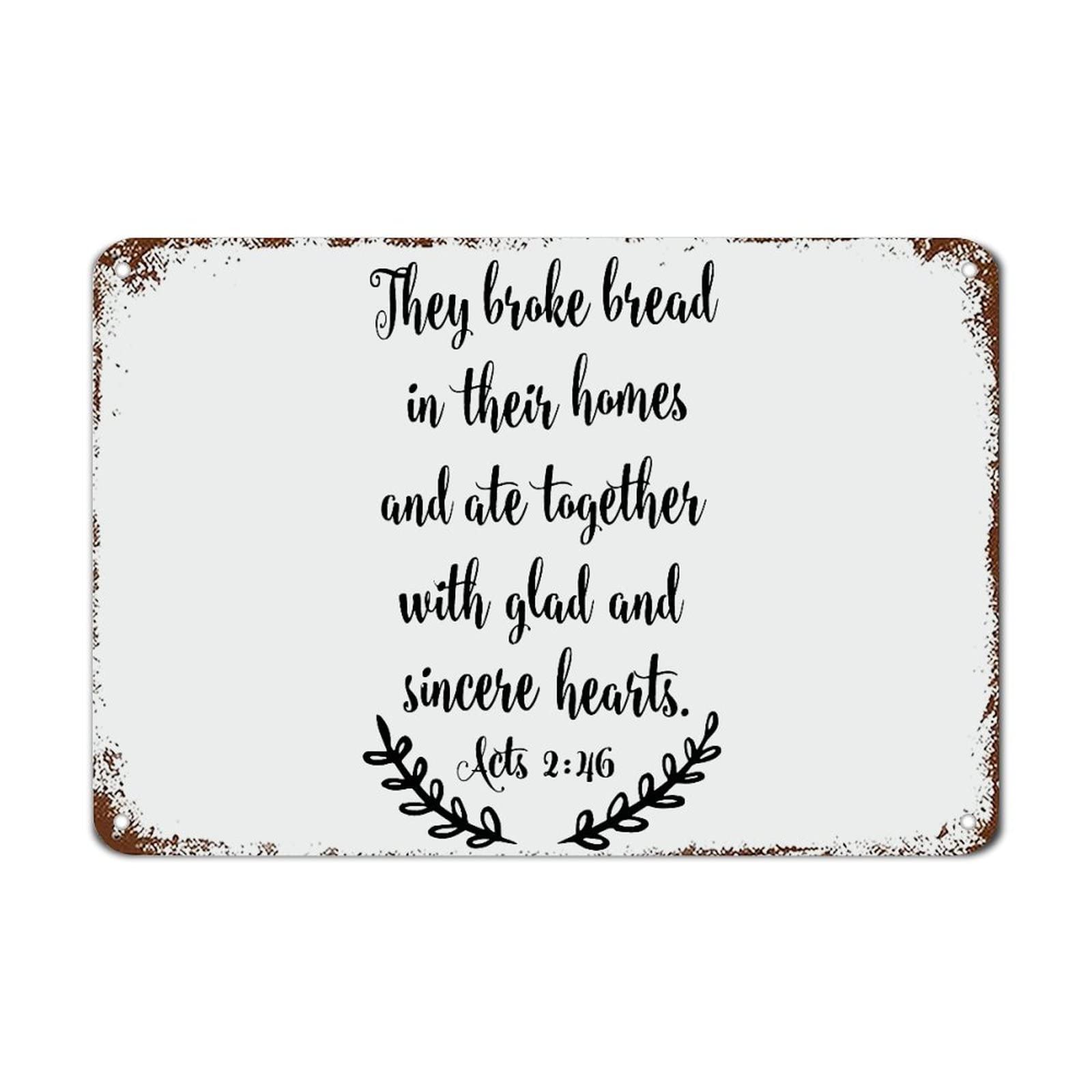 and They Broke Bread Signs with Quotes Motivational Wall Decorations for Living Room Rustic Kitchen Wall Art Hanging Wall Art Housewarming Gift 8 X 12 Inch