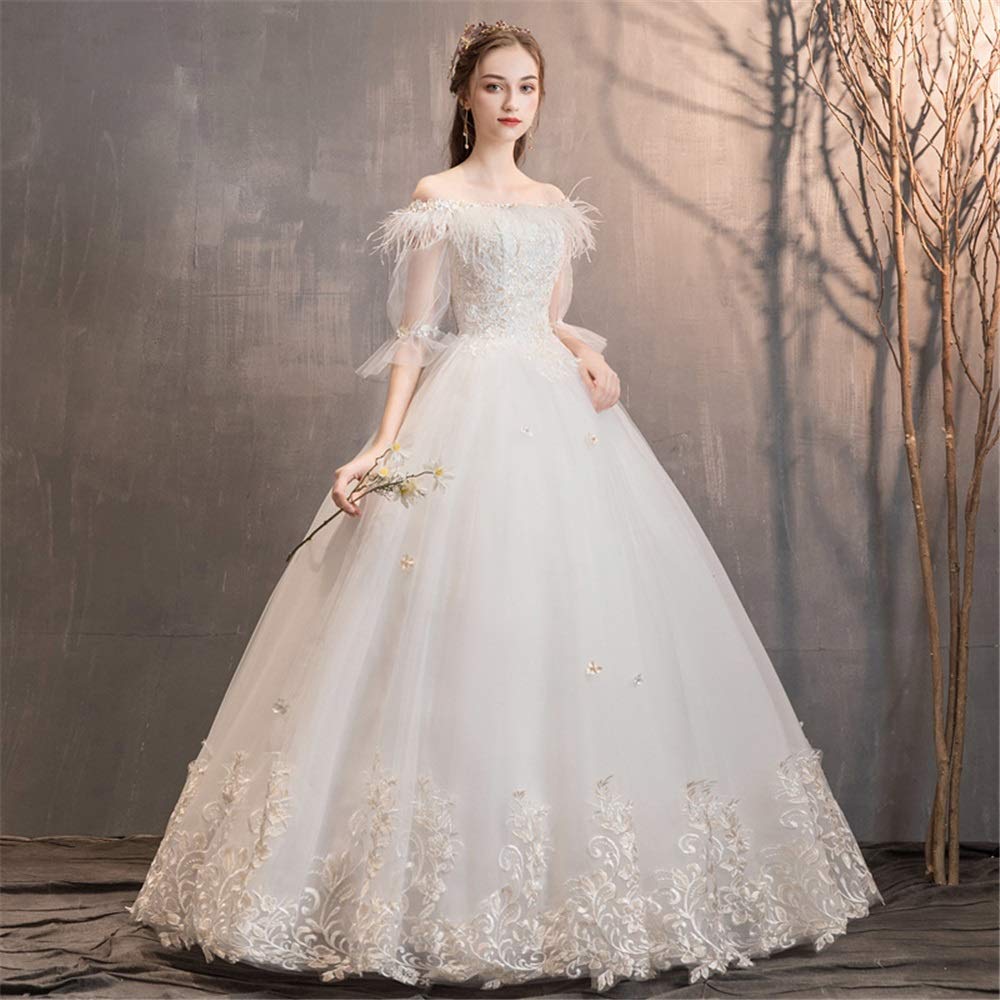 Vestido de Noche de Bodas de Dama de Honor Largo con Encaje Sexy Femenino, Blanco, l