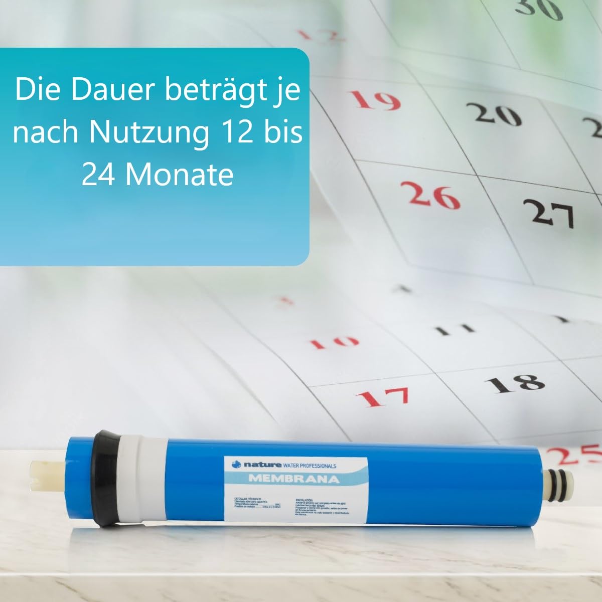 Ideale Membran für Umkehrosmose – 75 GPD – Beseitigung anorganischer Salze, Schwermetalle, organischer Stoffe und chemischer Materialien – Nature Water Professionals