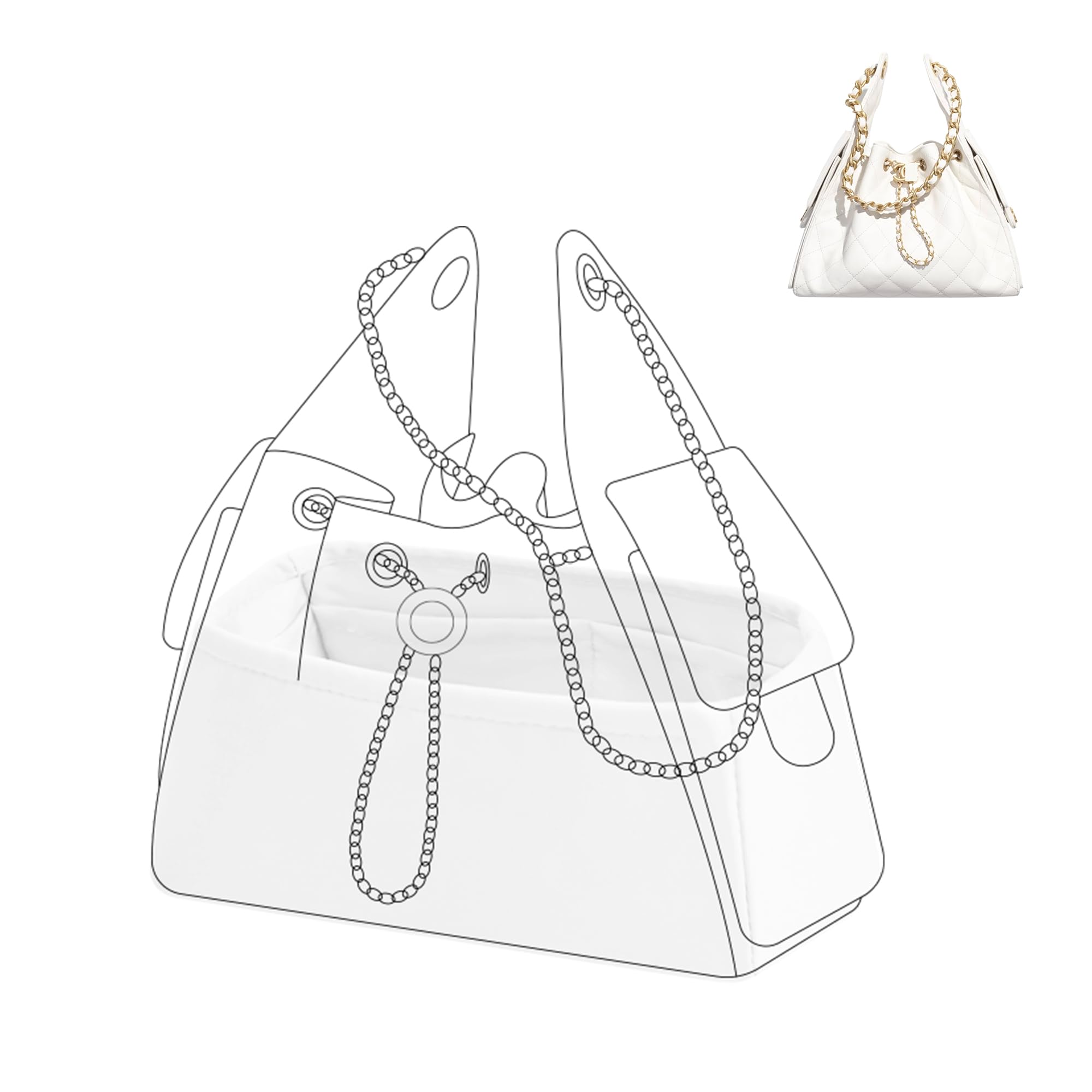 DGAZ Silk Bag Organiser Insert Fits Chanel 25C S/M Bags, Silky Smooth Bag Organiser, Luxury Handbag & Purse Shaper (Mushroom, 25C Hobo Smalll)