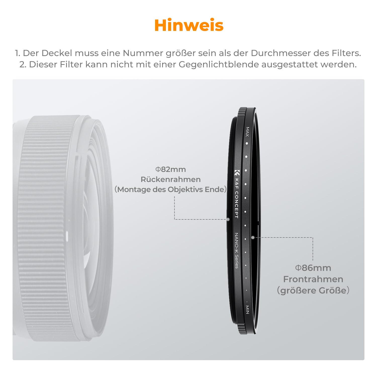 K&F CONCEPT Nano K-Serie ND Filter 67mm Variabler Graufilter ND2-ND2000 (1-11 Blendenstufen)