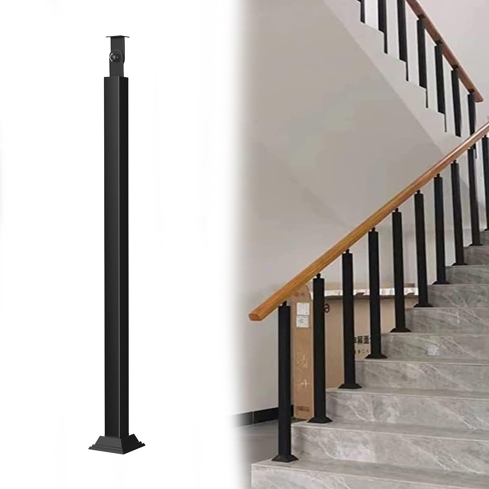 Poteaux de balustre en métal noir 70 cm pour éliminer le danger dans vos escaliers intérieurs