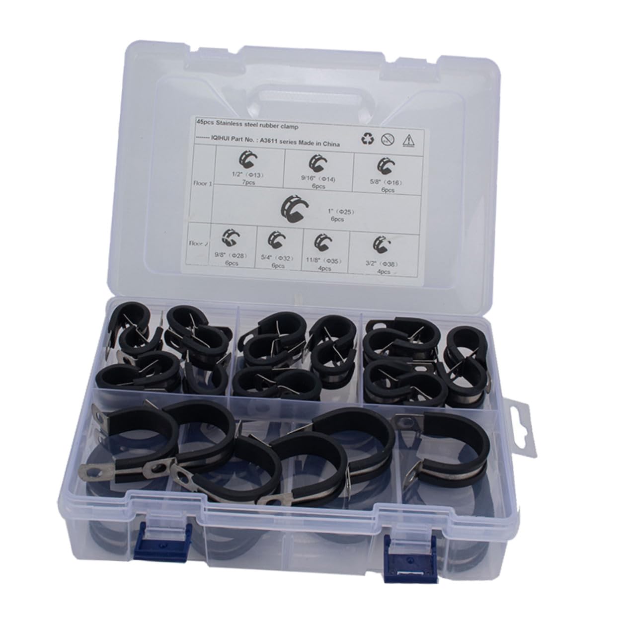 Lot de 45 Colliers de Serrage en Acier Inoxydable, Forme R, Noirs