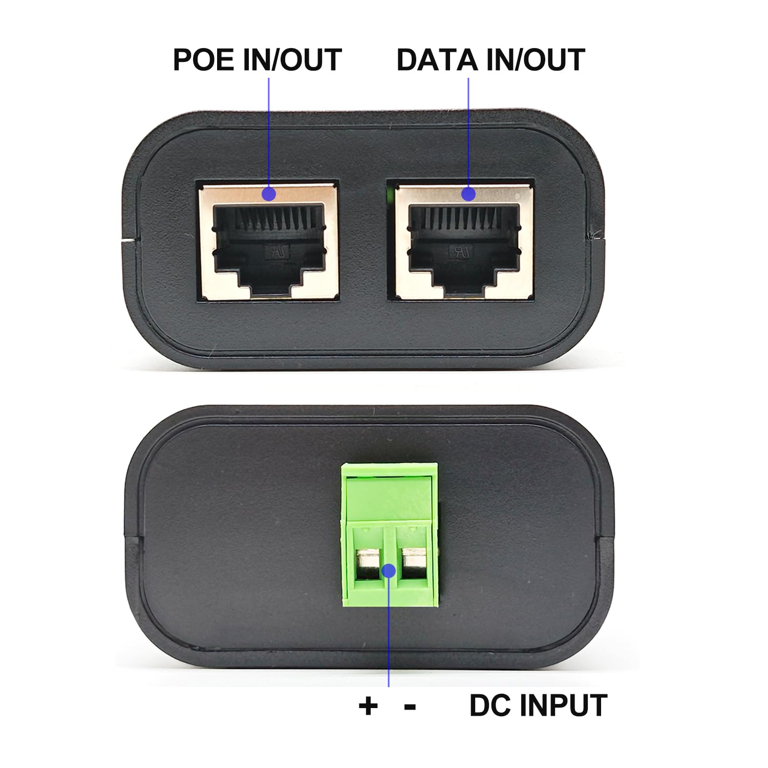 Gigabit DC PoE Injector | 12V 24V 48V (5-60V) DC Input | Max 3A 150W High Power 4 Pair Passive PoE Injector/Splitter, Compatible with Tycon Systems POE-INJ-1000-WT, POEINJ1000WT