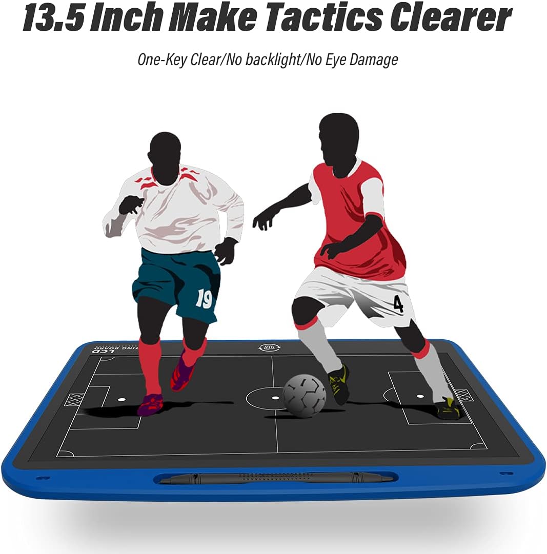 VNVDFLM 13.5'' Electronic Football Tactical Board, Basketball Coaching LCD Soccer Strategy Board With Stylus Pen, Marker Training Writing Tablet Coach Gifts