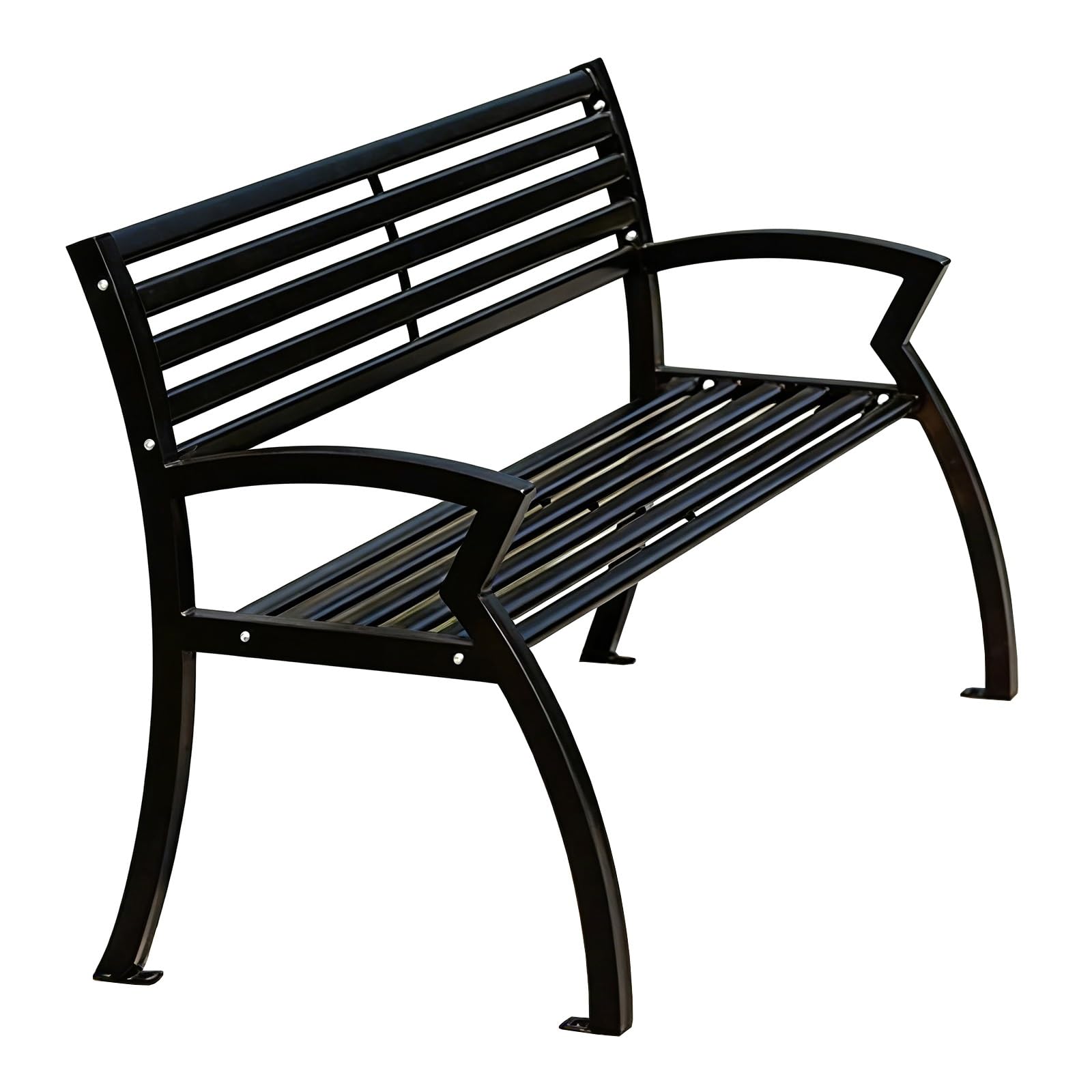 Banco Jardin Exterior Metálico Banco Terraza Exterior Resistentes a la Intemperie Banco Esquinero Negro para Calles, Parques, Zonas Panorámicas y Plazas Públicas(120x60x80cm)