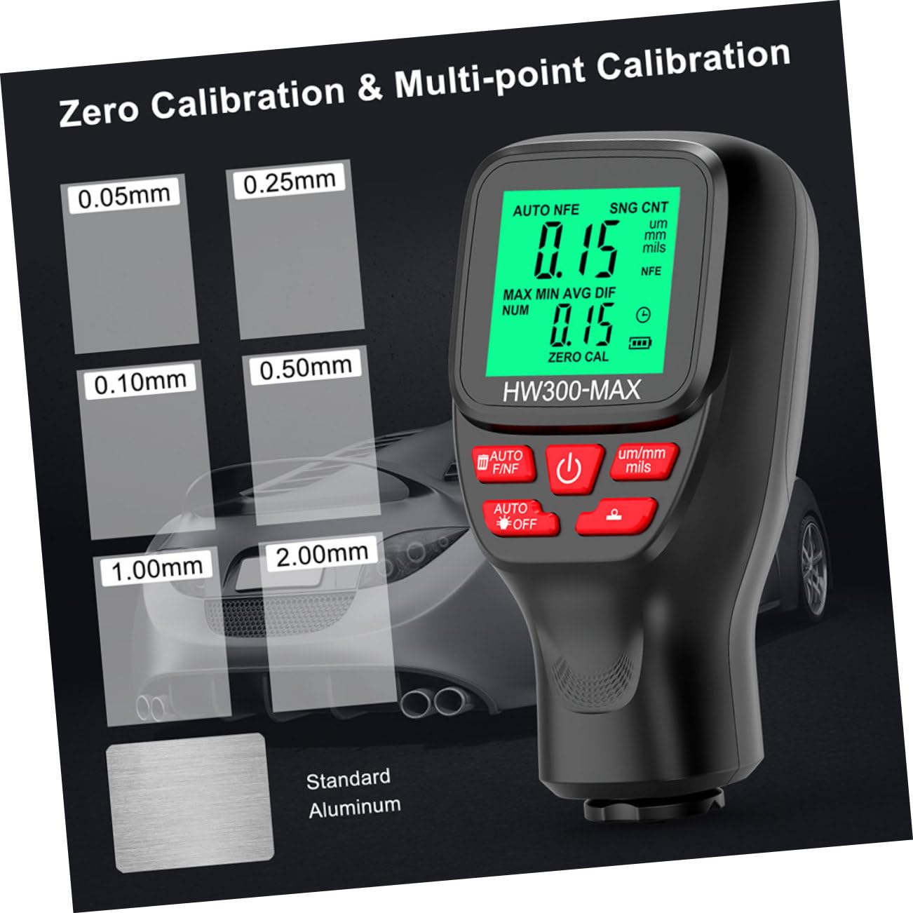 PLAFOPE Misuratore Digitale Spessore Vernice Compatto e Portatile Display LCD Retroilluminato Strumento Multifunzione con Goniometro e Livella per Misurazioni Precise Adatto per Controllo