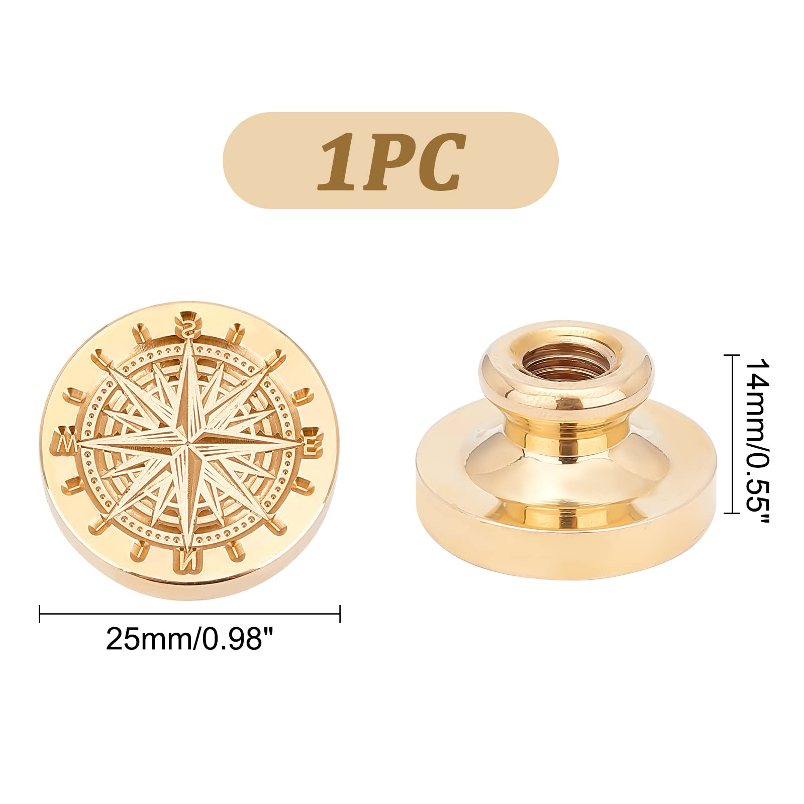 PandaHall Compass Wax Seal Stamp, Sellador de Cera Sellos Cabeza de Latón Retro Kit para Sobre Fiesta Invitación Paquetes Vino Cumpleaños Embellecimiento Regalo Decoración